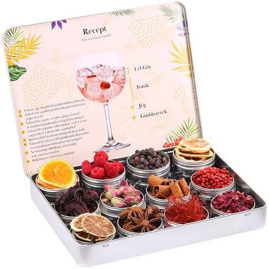 G&T Bot. Tukán fém dobozos gin tonik fűszercsomag 12 db 77,5 g