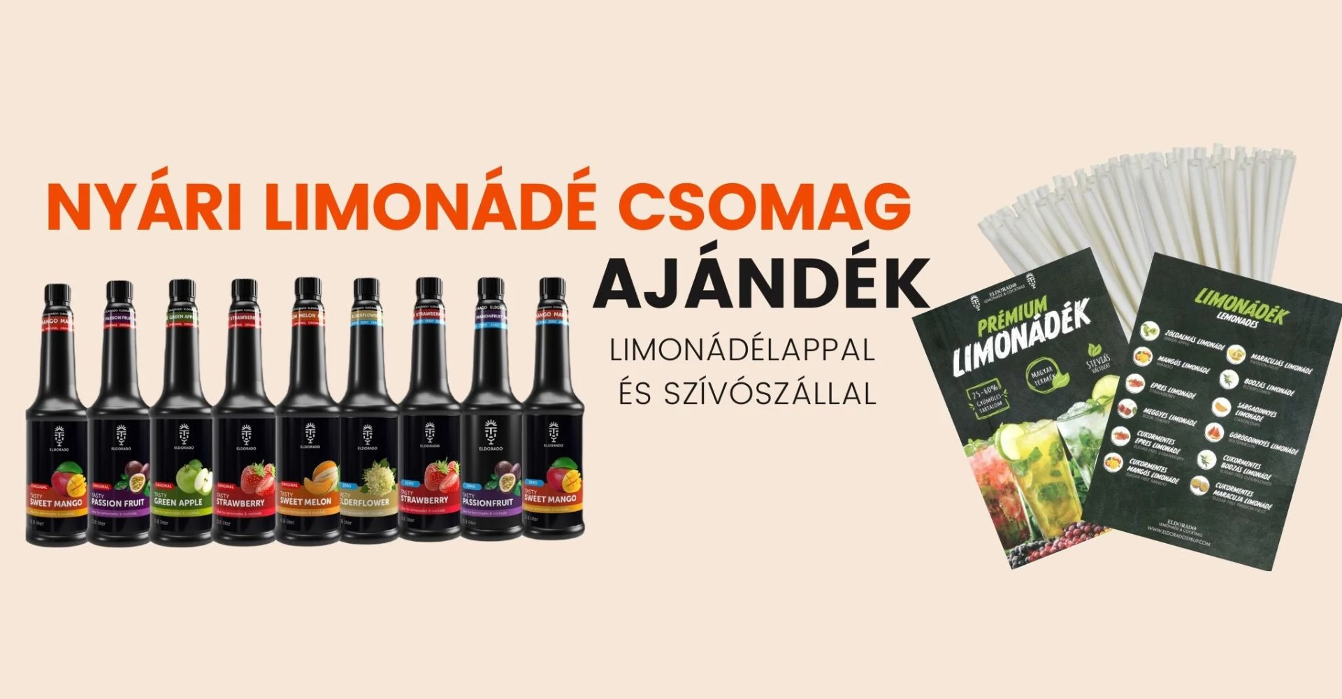 Nyári limonádé csomag ajándék limonádélappal és szívószállal - görögdinnyés designnal