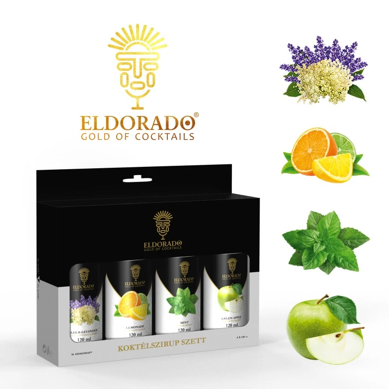 Eldorado Limonádé szett nyári kedvencek 4x120 ml (Zöldalma, Bodza-levendula, Limonádé,Menta)